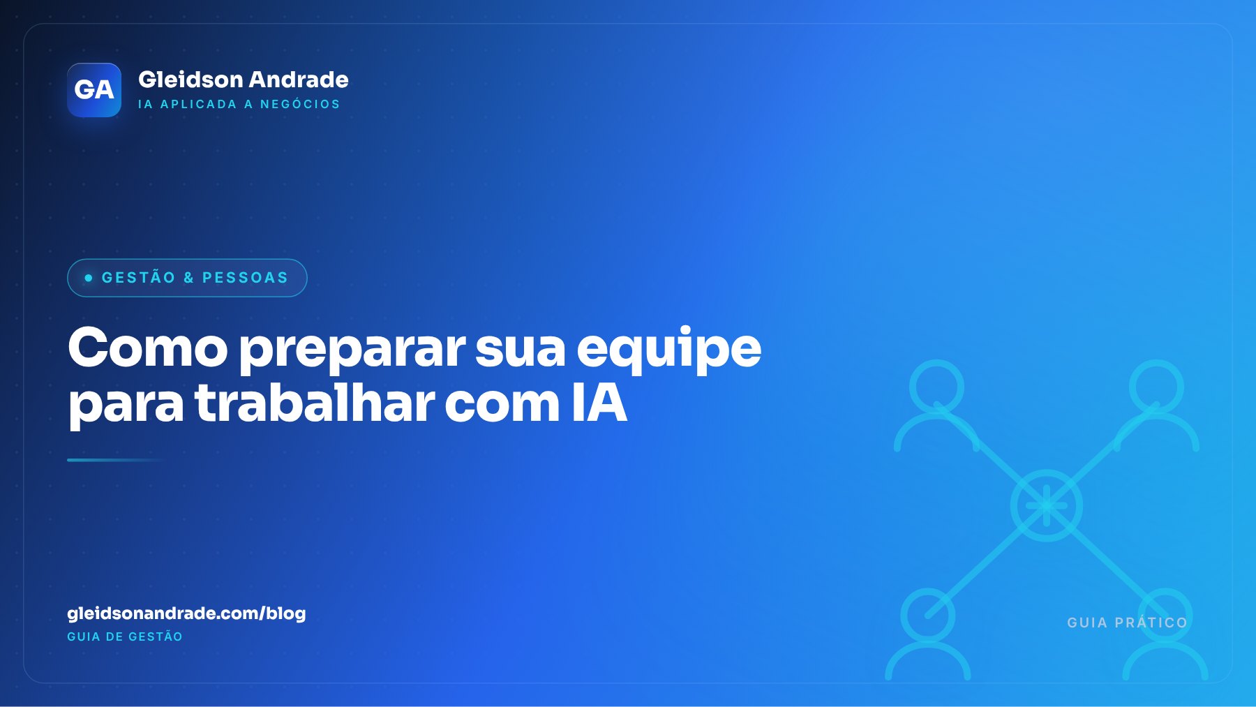 Ilustração de marca: uma equipe conectada a um núcleo de inteligência artificial, representando a capacitação do time para trabalhar com IA