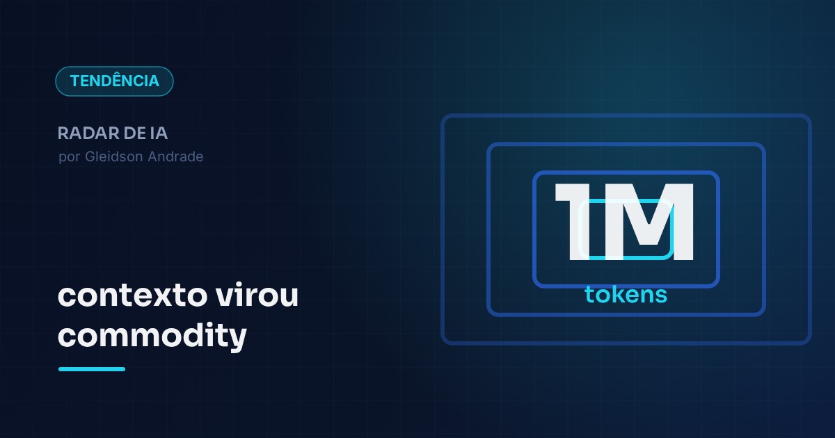 Ilustração editorial: janela de contexto de 1 milhão de tokens em IA
